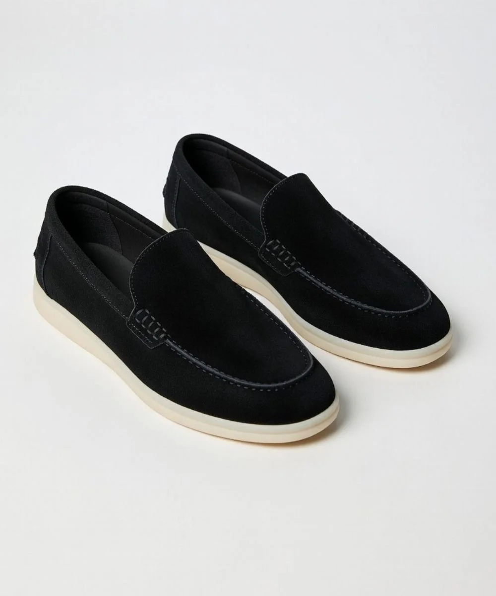 3 Plain Suede Loafer Black- 100% Pure Suede Leather - Image 1