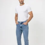 Men’s Light Blue Slim-Fit Stretch Jeans – Classic Denim Style