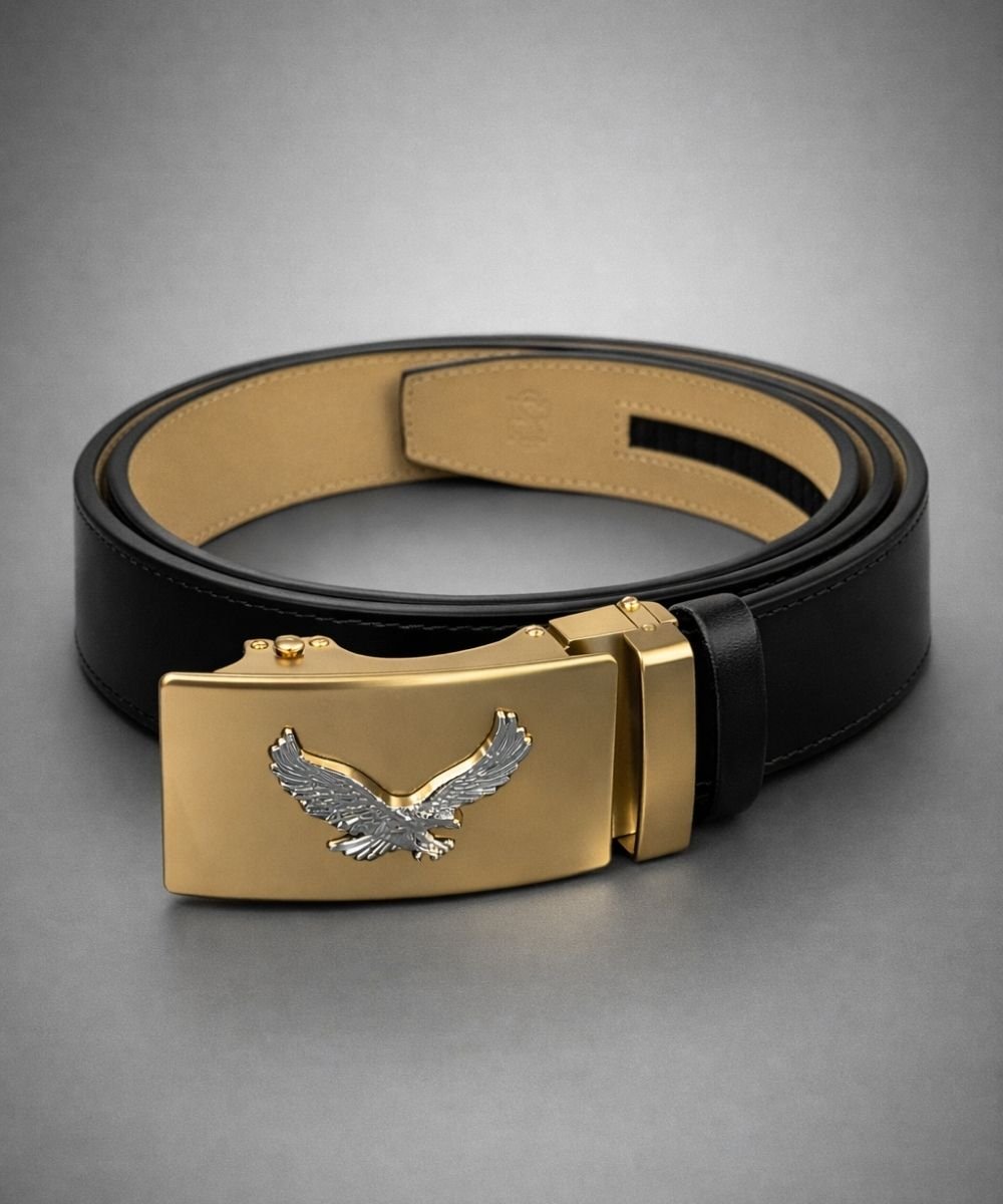 Untitled design (14) Golden Eagle Buckle Belt – 100% Pure Leather Luxury Strap - Image 1