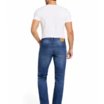 Mid Blue Wash Stretch Denim Jeans – Classic Straight Fit
