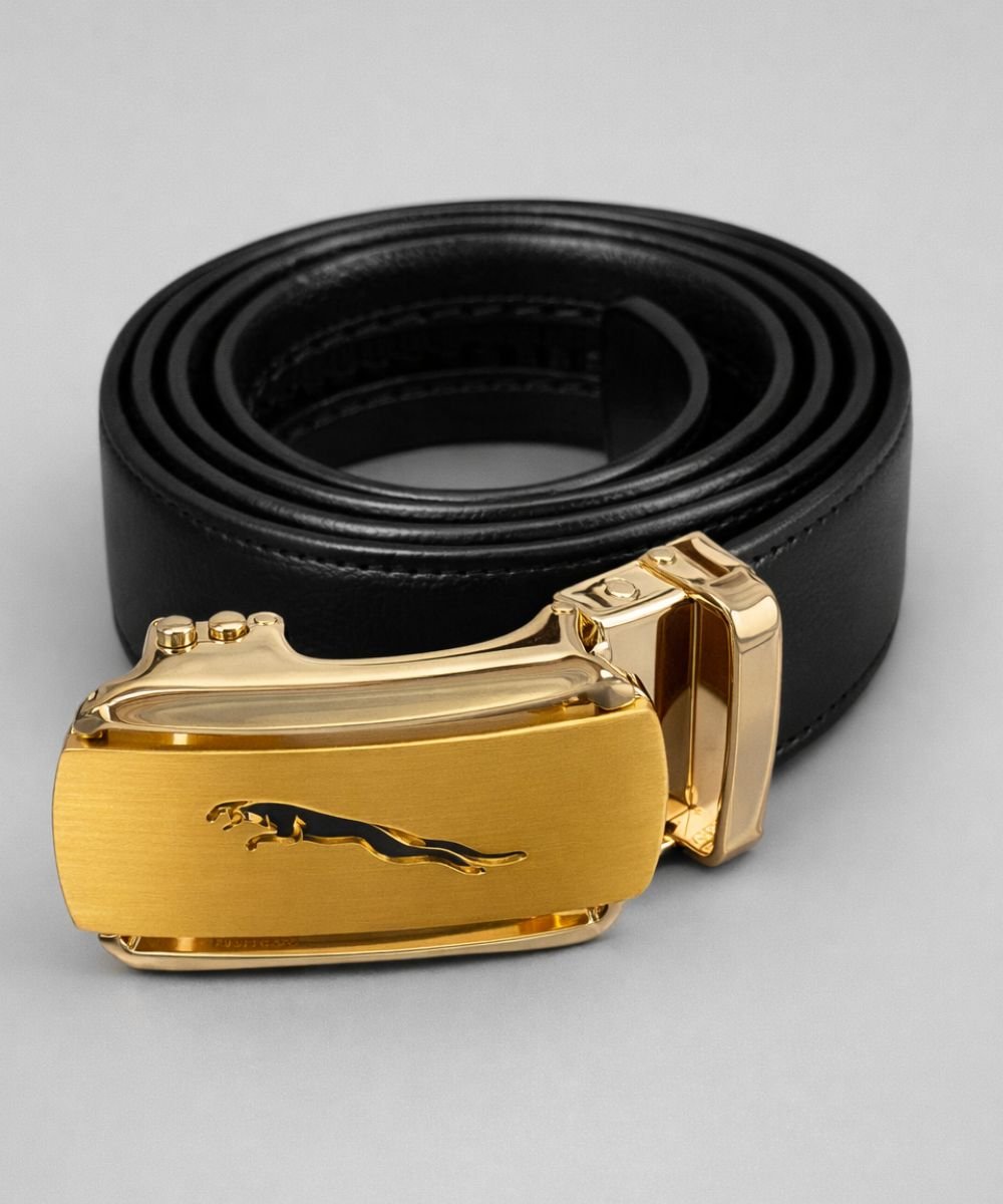 Untitled design (8) Executive Gold Jaguar Buckle Belt – 100% Pure Leather Luxury Strap - Image 1