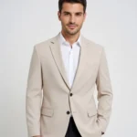 Beige Checked Single-Breasted Blazer