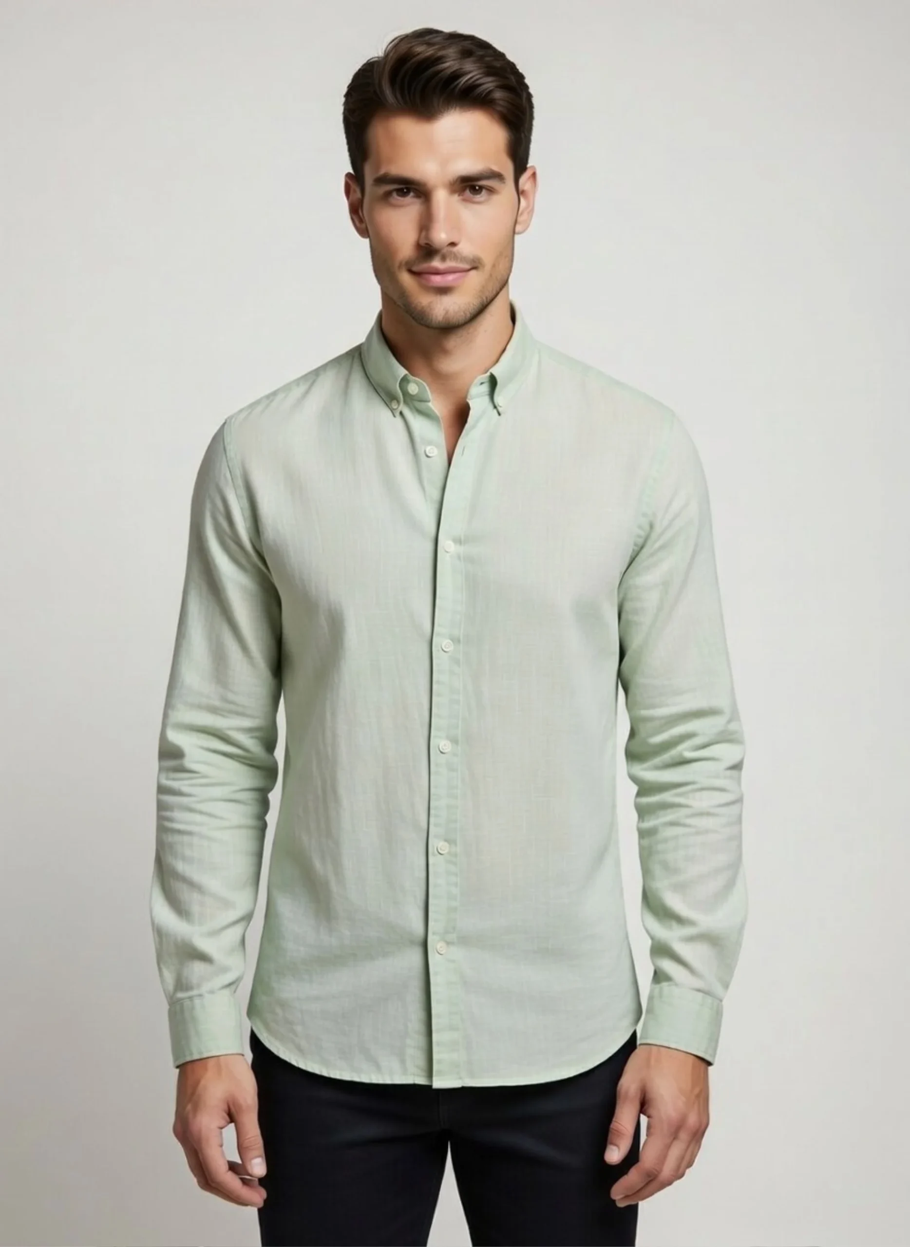 design_6.pdf (1) Casual Slim Fit Linen Blend Shirt for Men - Image 1