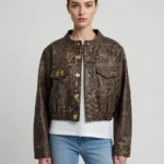 Leopard Print Ladies Leather Jacket Free Size