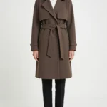 Elegant Ladies Long Coat for Winter Elegance Brown